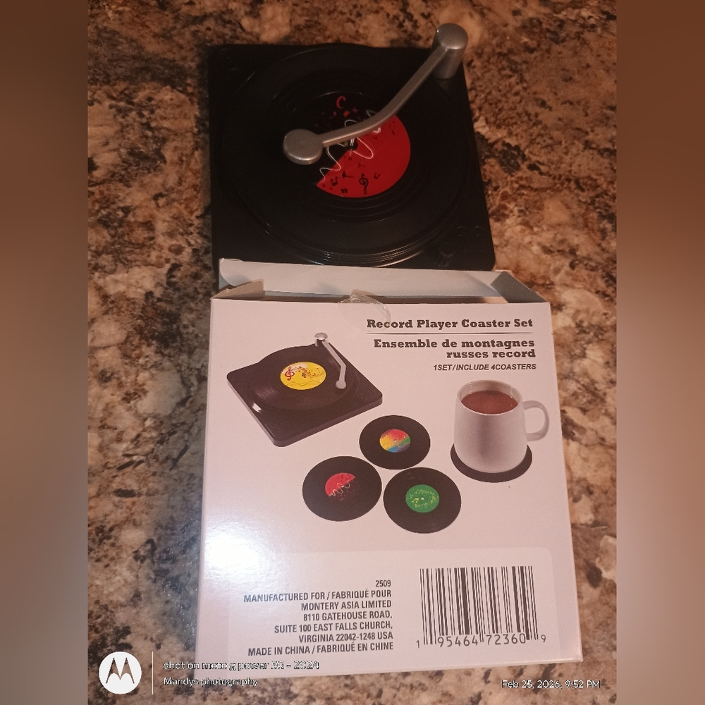 Record player coasters. So cute. You can put a different record on the top. New - Picture 2 of 5